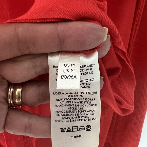 Free People Moonshine Tunic Top Women Size M Red Orange Oversized Stretch Knit - Picture 10 of 16